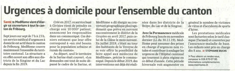 Presseausschnitt: La Liberté, 9. Januar 2020